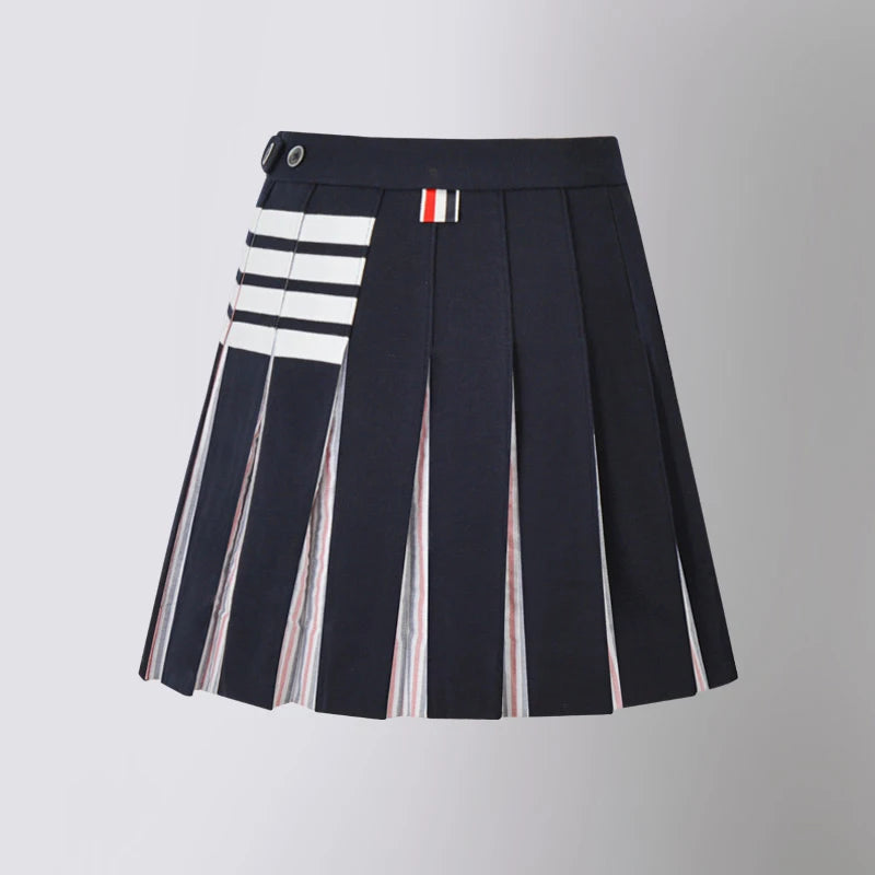 TB THOM Women's Pleated Skirt Summer Casual Kawaii A-line Classic Stripes Skirt Japanese School Uniform Mini Skirts for Girls